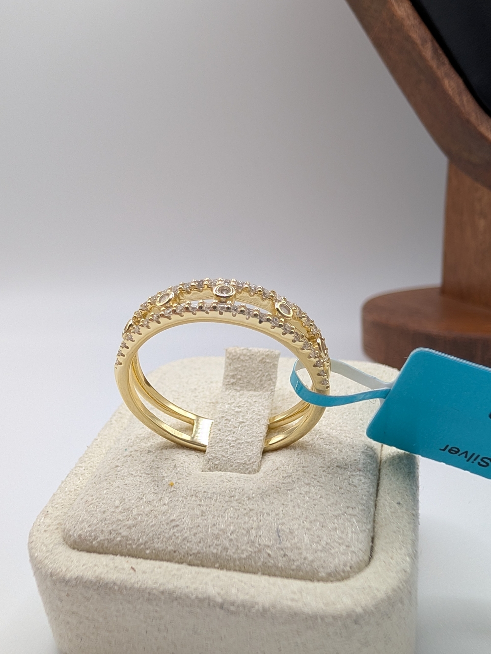 14K Gold Plated 925 Silver Moissanite Double Band Ring Size 10 $499